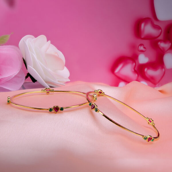 Heart Motif Gold Bangles
